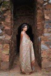 Handloom Tussar Silk Madhubani Saree: Rust Tone with Traditional Motif