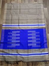 "Natural Color Tussar Silk Saree with Captivating Blue Border"