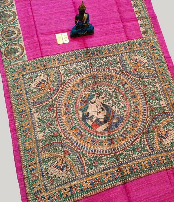 Madhubani Handcrafted HandPainted Saree