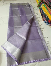 Pale Purple Tissue Linen Saree: Sustainable Elegance