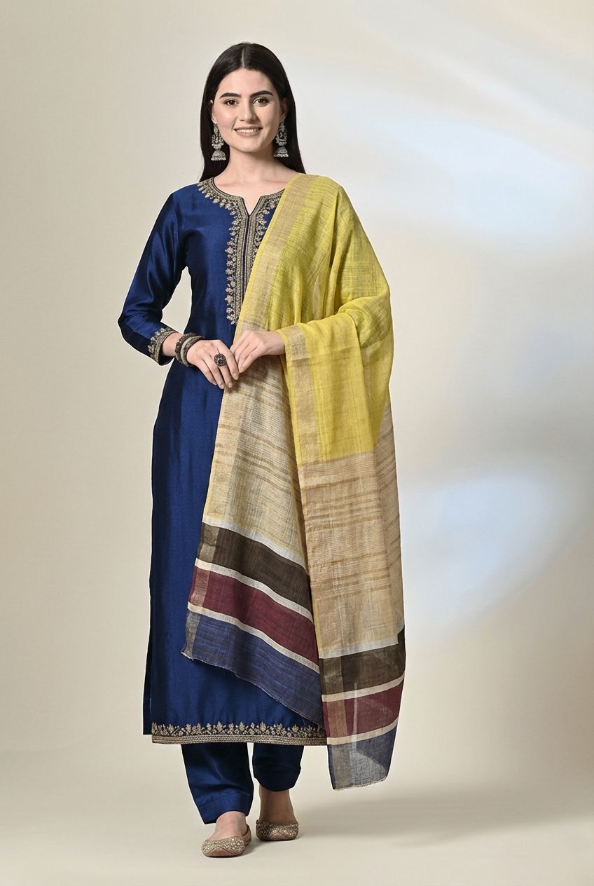 Handloom tussar silk stole