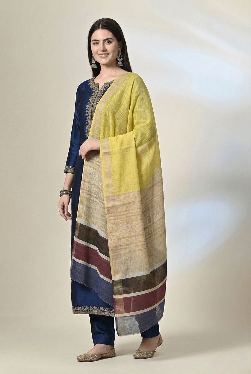 Handloom tussar silk stole
