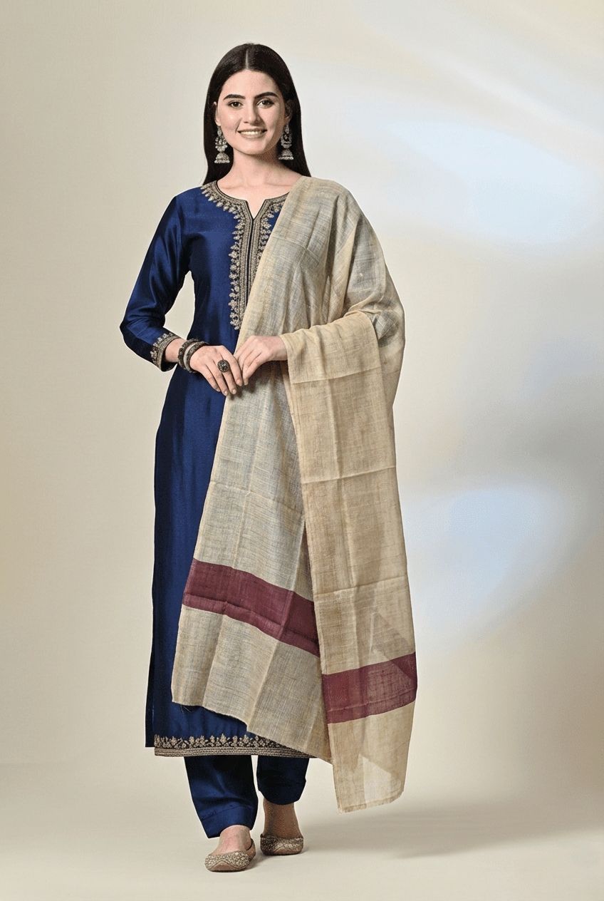 Handloom tussar silk stole