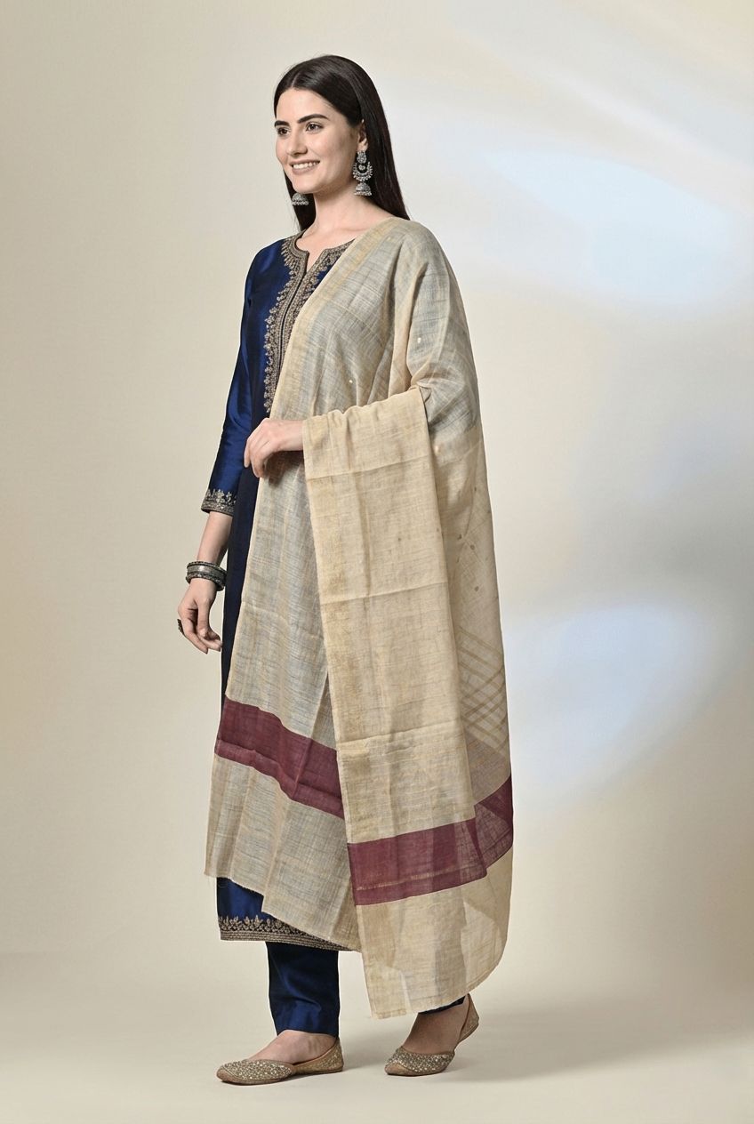 Handloom tussar silk stole