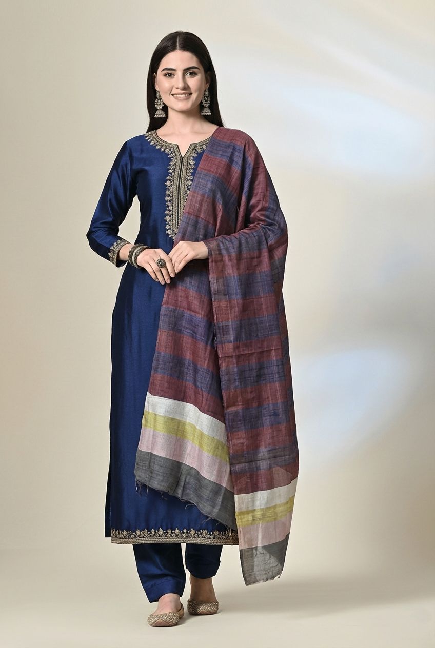 Handloom tussar silk stole