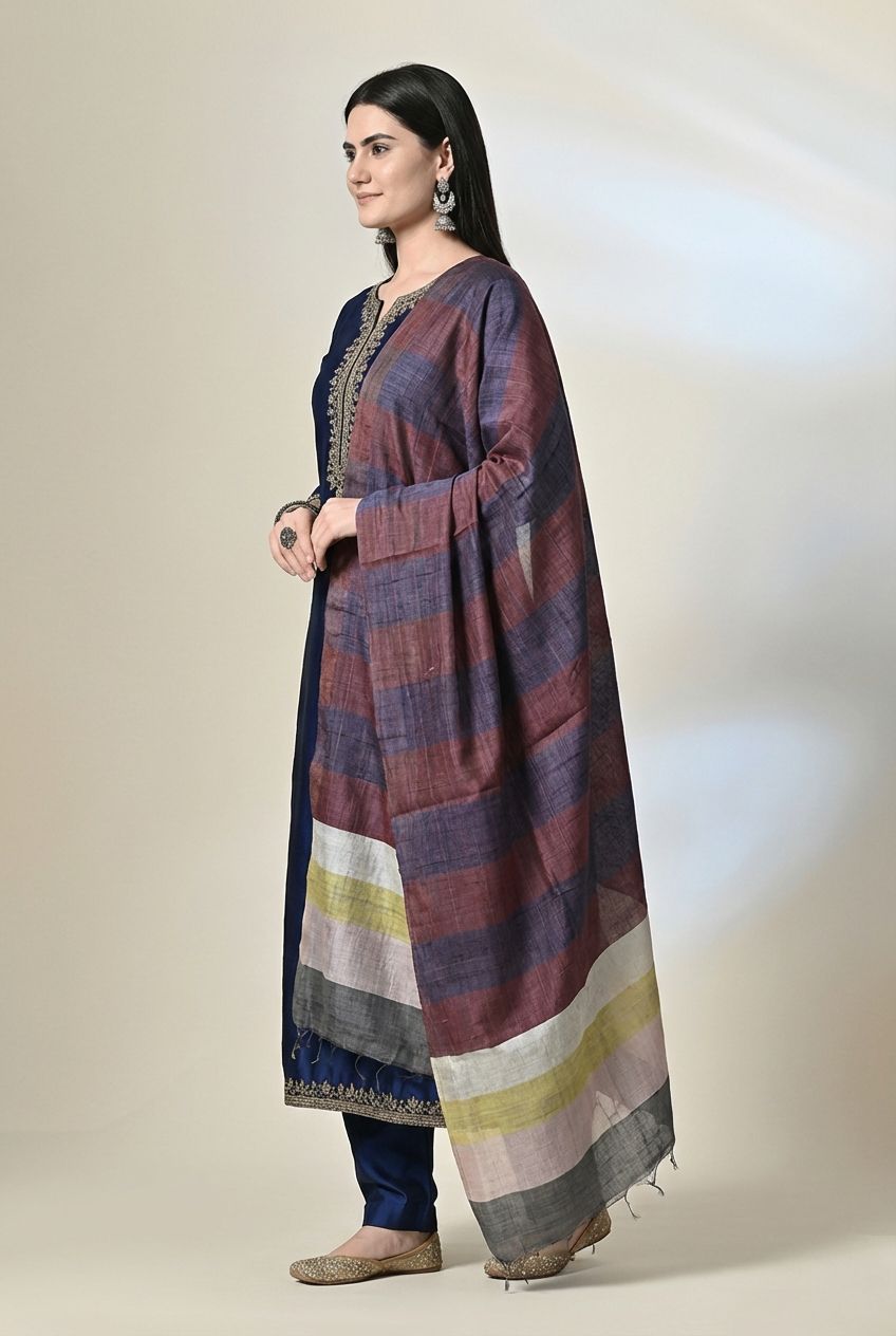 Handloom tussar silk stole