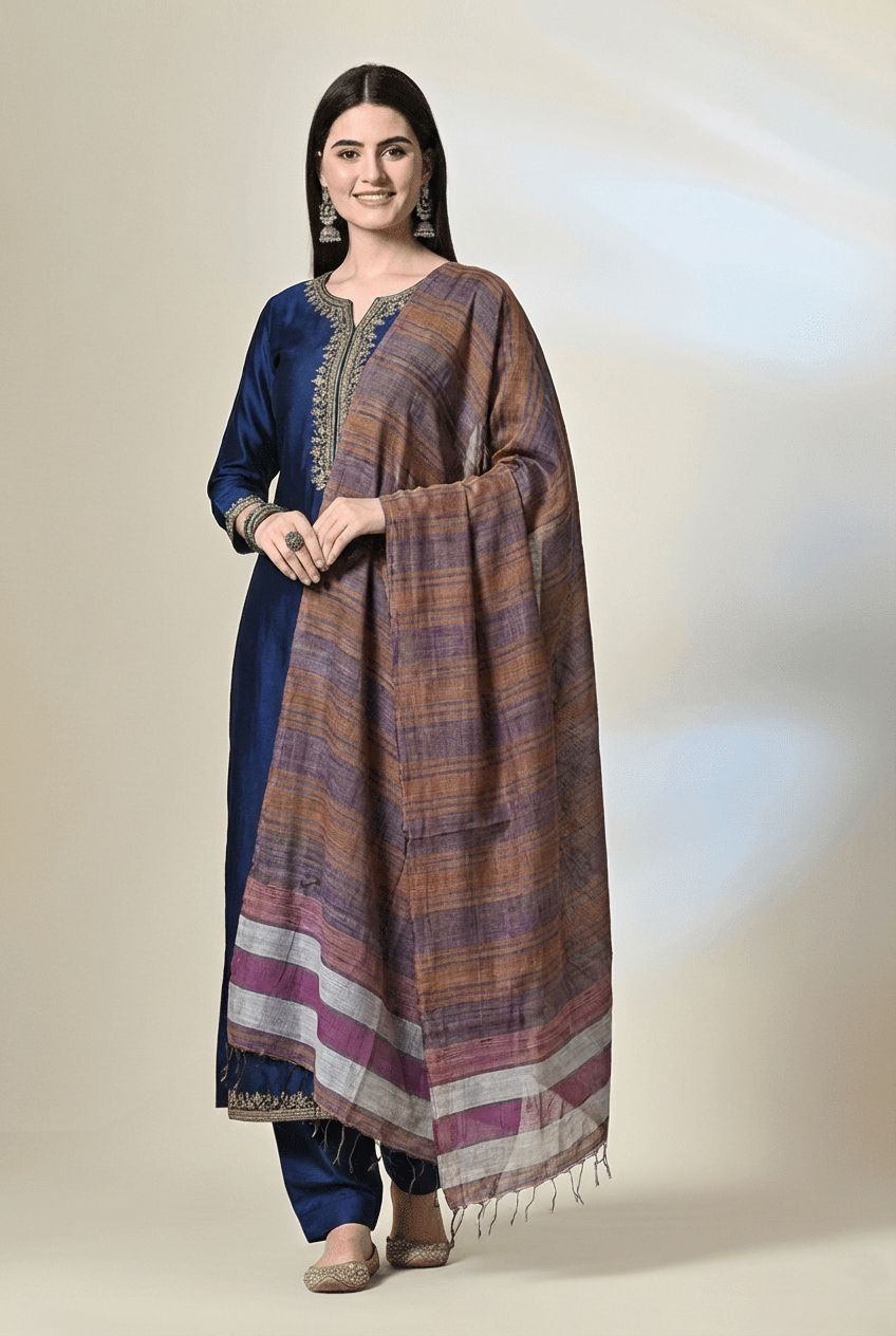 Handloom tussar silk stole