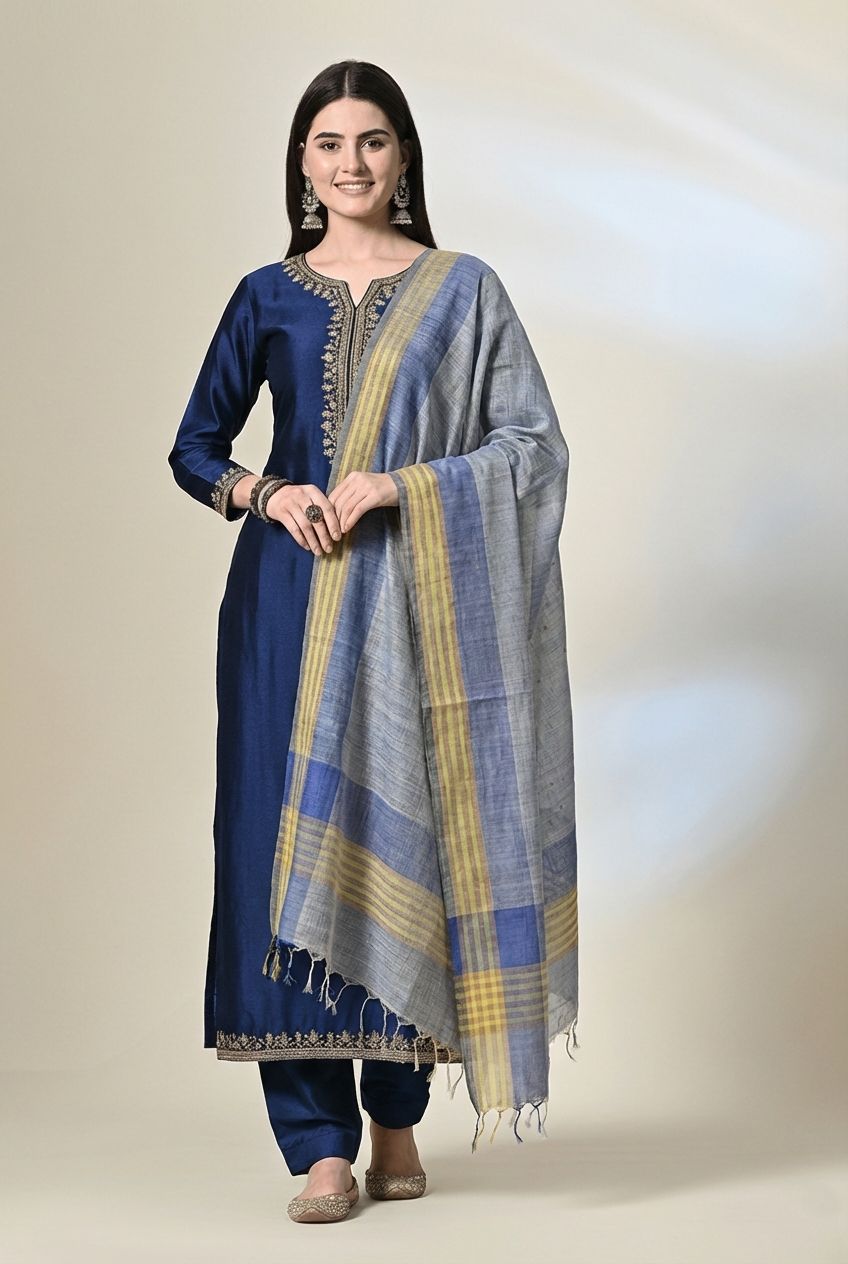 Handloom tussar silk stole