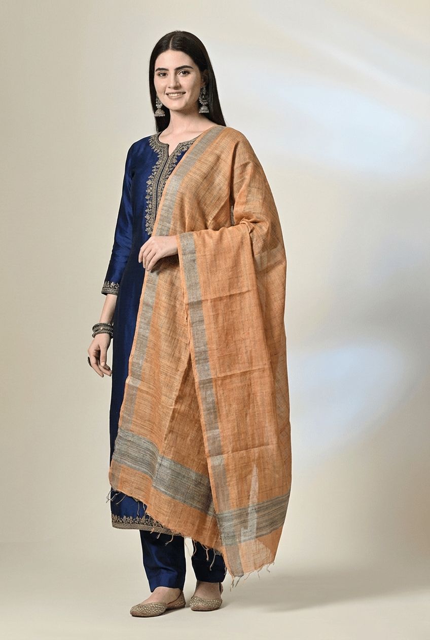 Handloom tussar silk stole