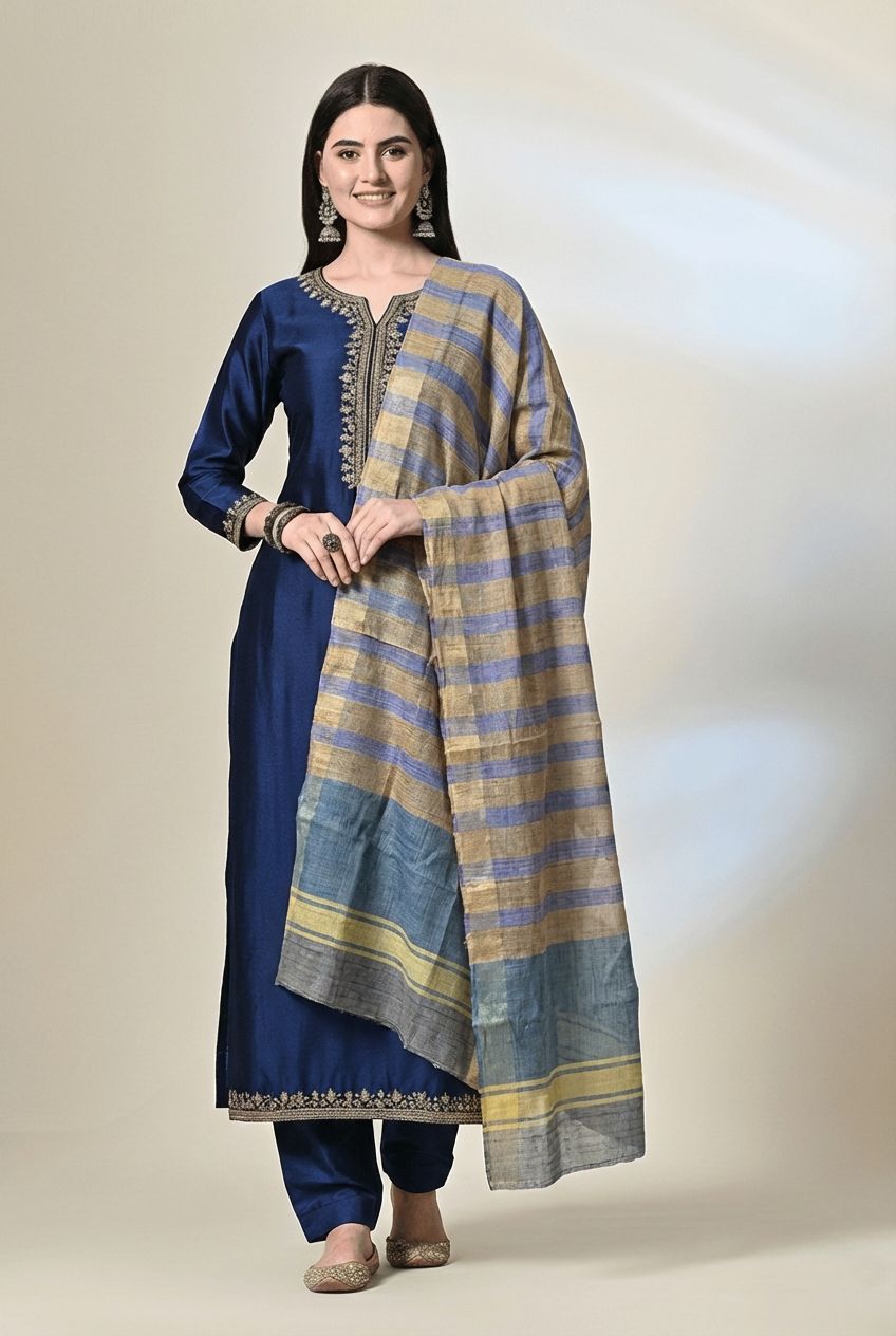 Handloom tussar silk stole