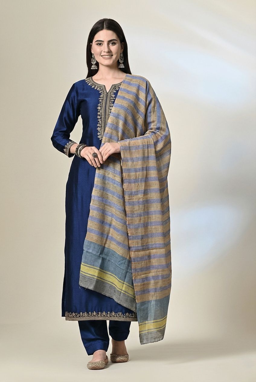 Handloom tussar silk stole