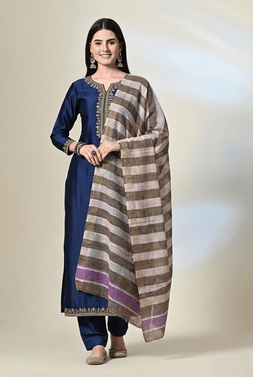 Handloom tussar silk stole