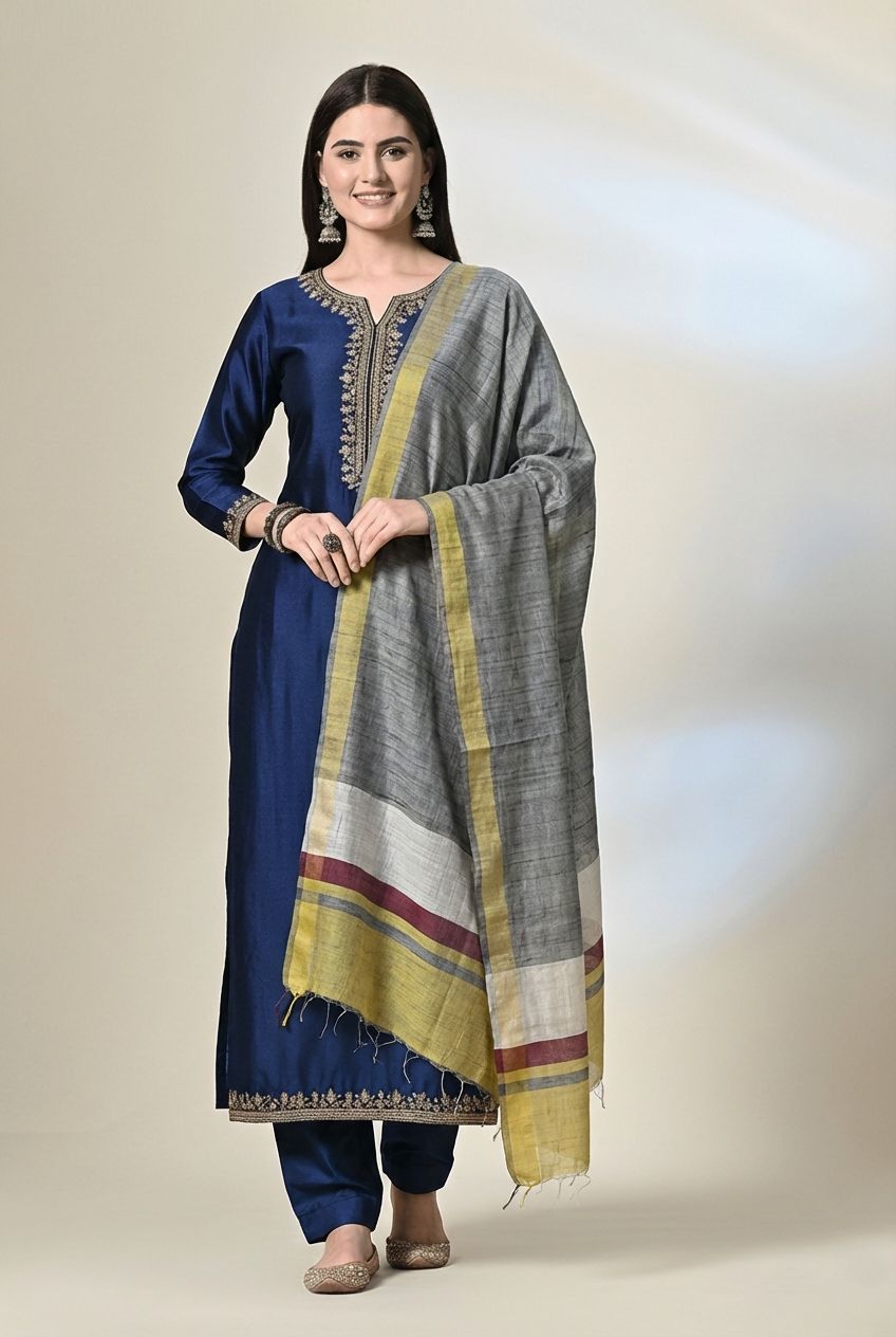 Handloom tussar silk stole