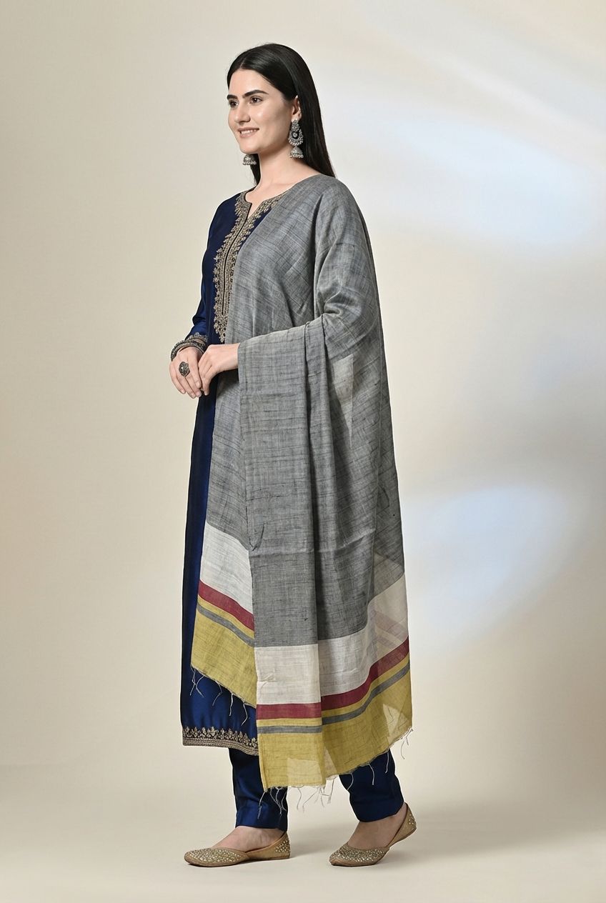 Handloom tussar silk stole