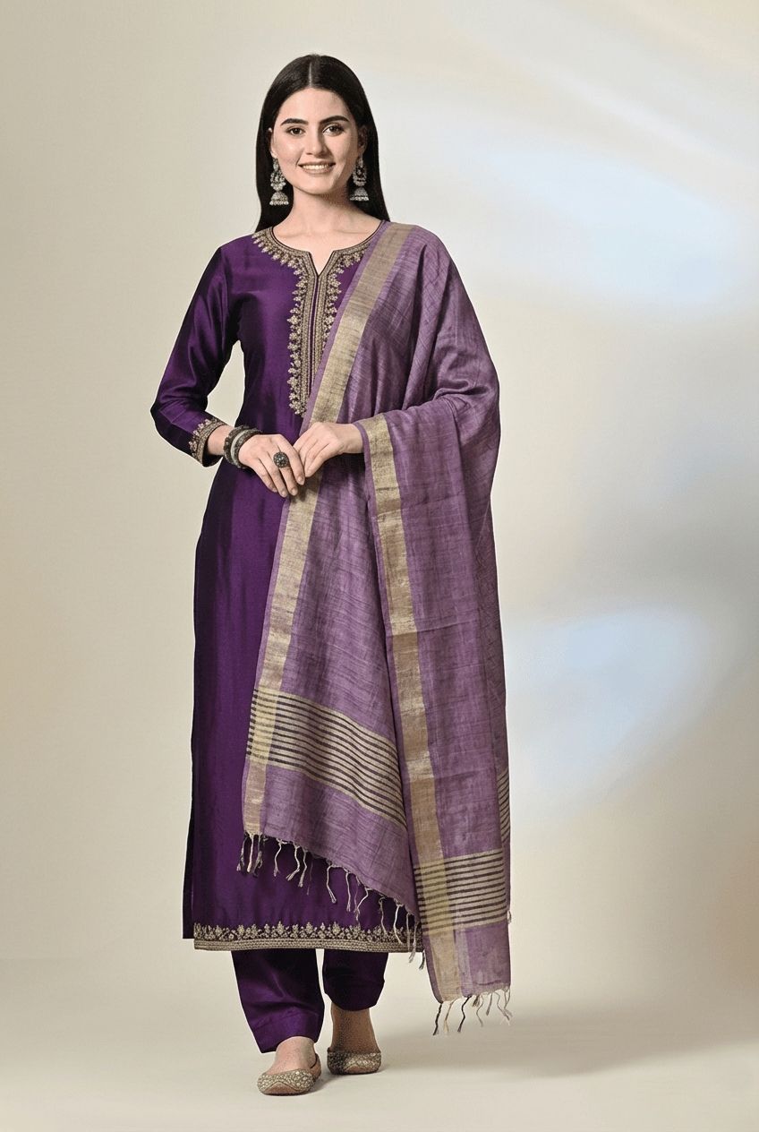 Handloom tussar silk stole