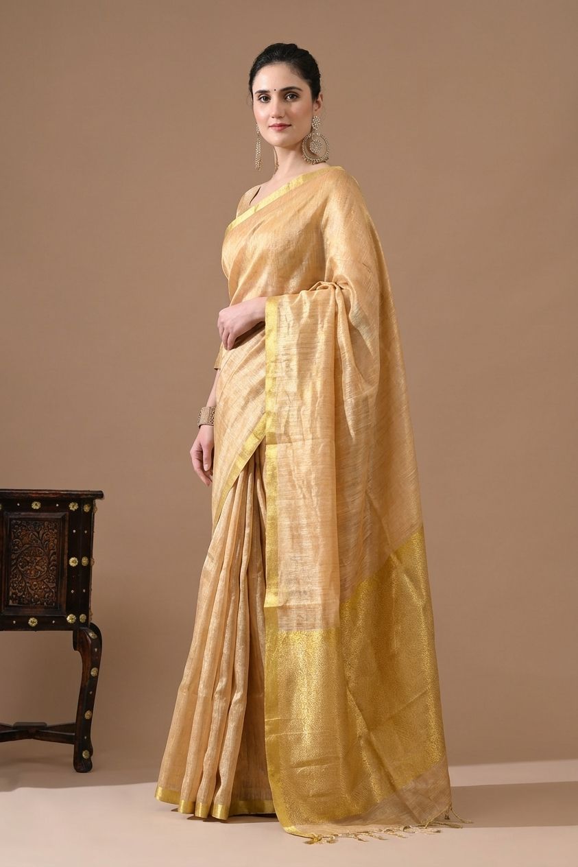this saree reflects timeless Indian craftsmanship blended with modern sophistication.
