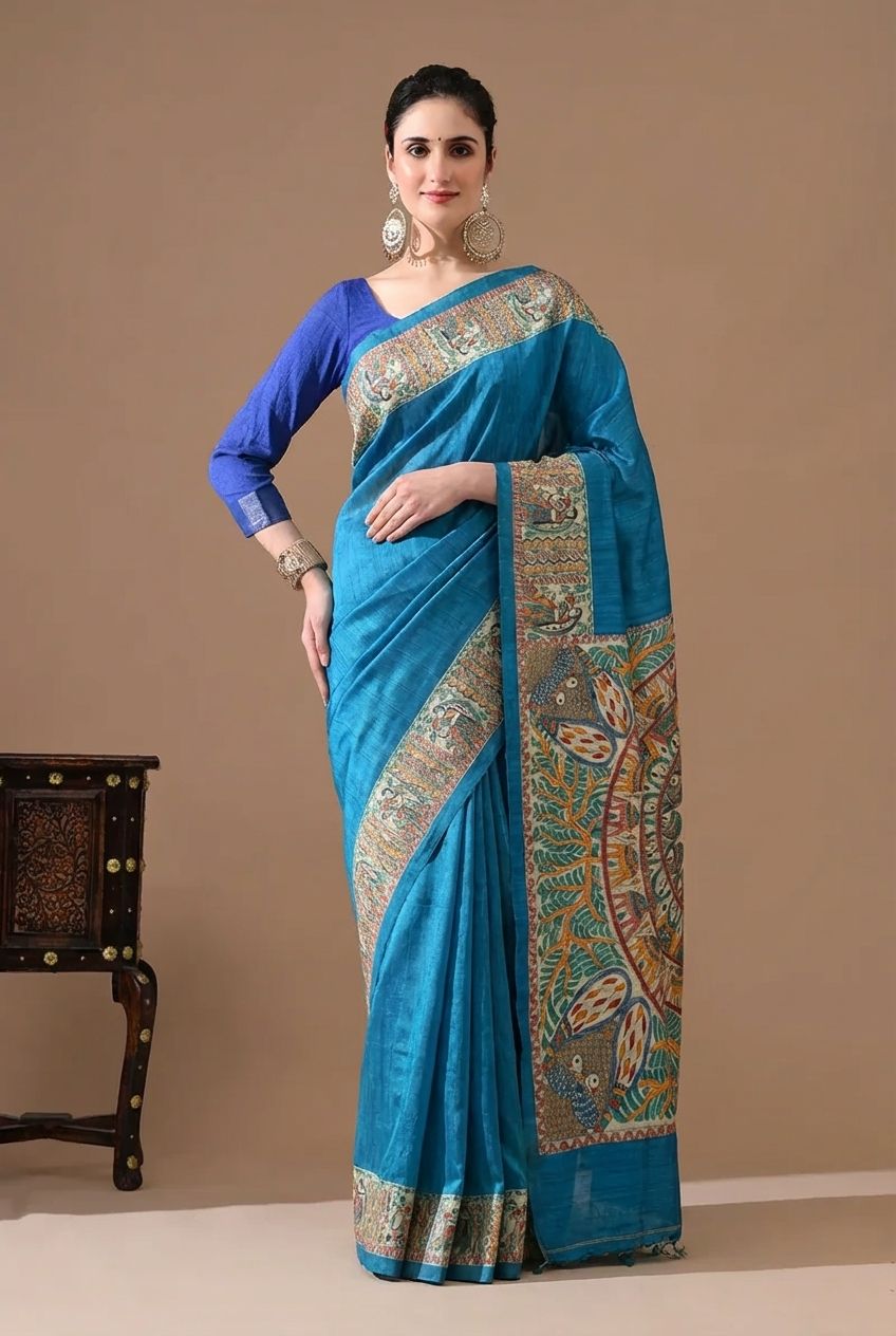 Madhubani Handcrafted HandPainted Saree