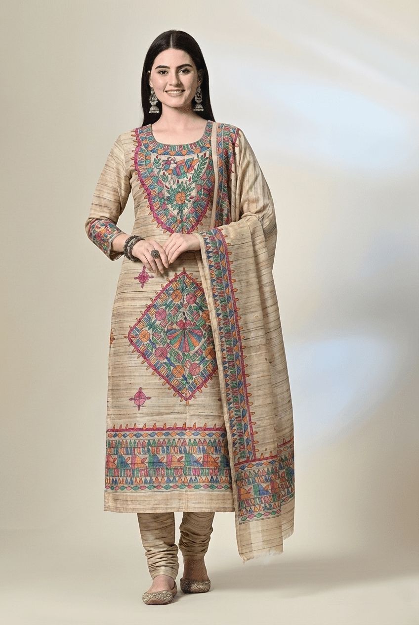 Handcrafted Madhubani suit